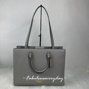Coach Maggie Tote Shoulder Bag In Pebble Leather/Gold/Dove Grey CY666 NWT